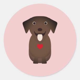 Sticker Rond Labrador Retriever Dog Valentine, Saint-Valentin
