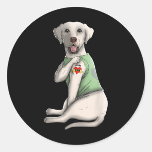 Sticker Rond Labrador Retriever I Love Maman Tattoo Dog Funny M
