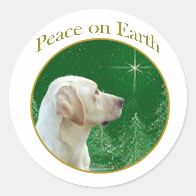 Sticker Rond Labrador Retriever (jaune) Peace (Devant)