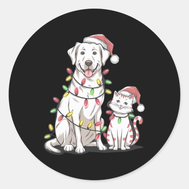 Sticker Rond Labrador Retriever Noël Festive Chien Amoureux des (Devant)