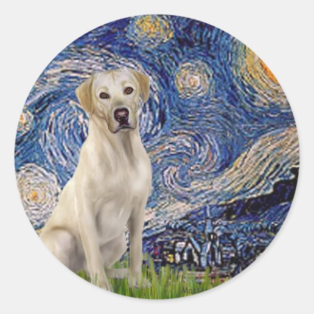 Sticker Rond Labrador (Y7) - Nuit étoilée (Devant)
