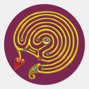Sticker Rond LABYRINTH D'OR HYPER AVEC COEUR Violet