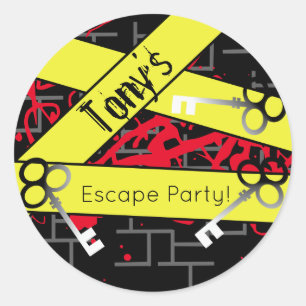 Sticker Rond Labyrinthe de clés de fête d'anniversaire Escape P
