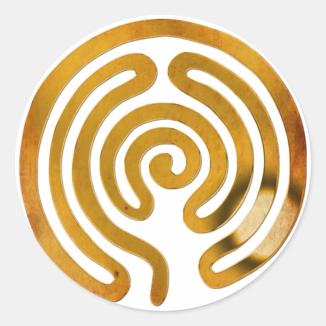 Sticker Rond labyrinthe or antique | faites votre propre arrièr (Devant)