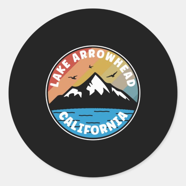 Sticker Rond Lac Arrowhead - Californie Vintage (Devant)