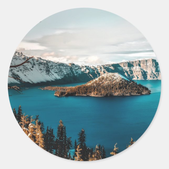 Sticker Rond Lac de Crater dans le sud de l'Oregon (Devant)