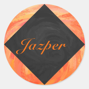 Sticker Rond Lac Fire Orange et Monogramme noir