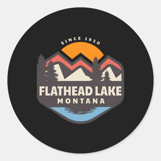 Sticker Rond Lac Flathead Montana (Devant)
