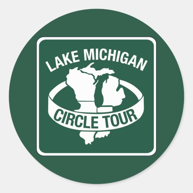Sticker Rond Lac Michigan Circle Tour, Signal, Wisconsin, États (Devant)
