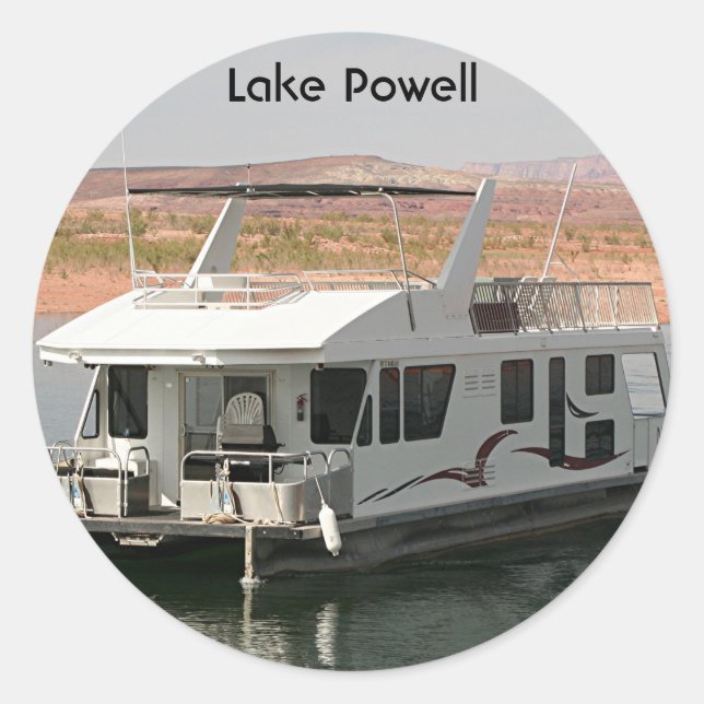 Sticker Rond Lac Powell : Houseboat, Arizona, États-Unis 5 (Devant)