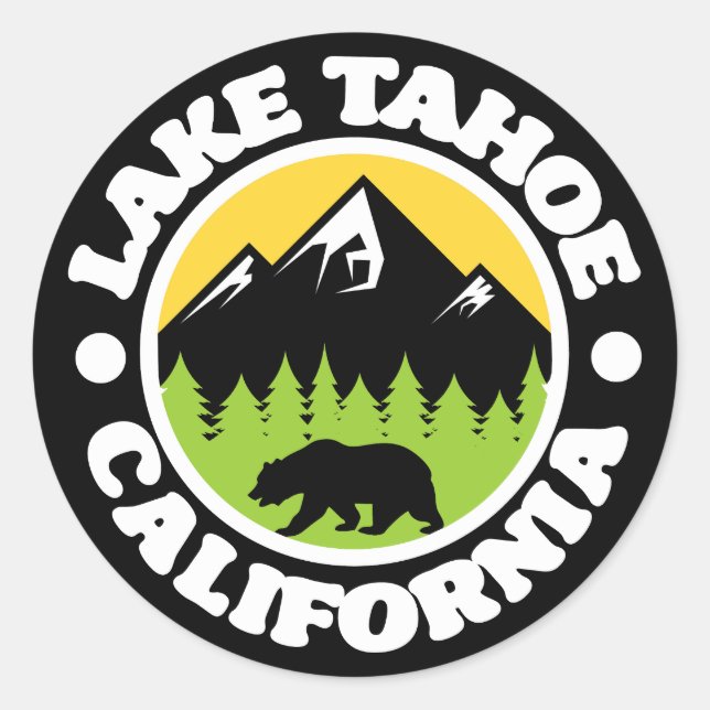 Sticker Rond Lac Tahoe, Californie (Devant)