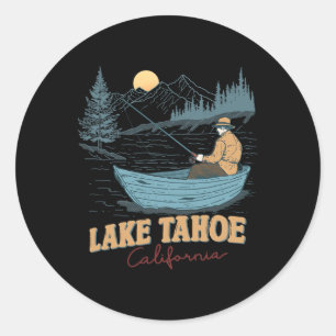 Sticker Rond Lac Tahoe Californie Drôle Pêche Été Camping