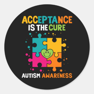 Sticker Rond L'Acceptation Est La Sensibilisation sur l'autisme