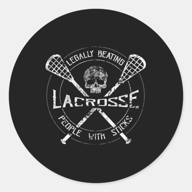 Sticker Rond Lacrosse Battre Légalement Les Gens Avec Des Bâton (Devant)