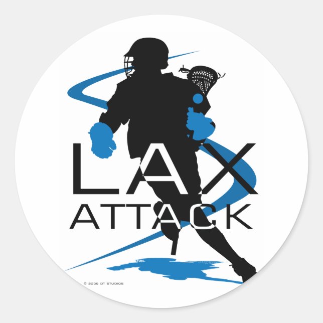 Sticker Rond Lacrosse Boys LAX Attack Blue (Devant)