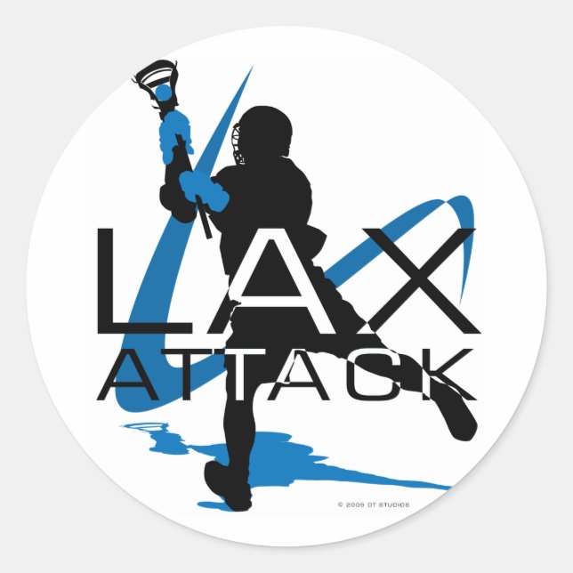 Sticker Rond Lacrosse Boys LAX Attack Blue (Devant)