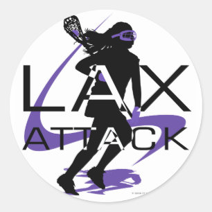 Sticker Rond Lacrosse Girls LAX Attaque violette