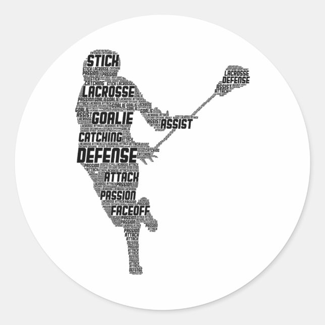 Sticker Rond Lacrosse Joueur Jeunes Enfants Hommes Garçons (Devant)