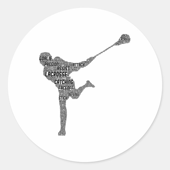 Sticker Rond Lacrosse Joueur Jeunes Garçons Hommes (Devant)
