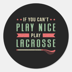 Sticker Rond Lacrosse Joueur Lax Sport Stick Team Funny Cadeau