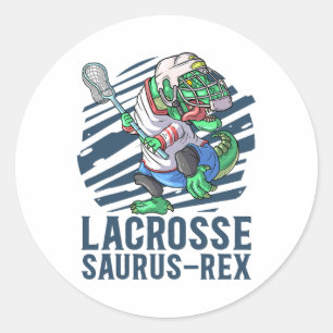 Sticker Rond Lacrosse-o-saurus T Rex Dinosaure Avec Lacrosse St