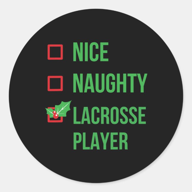 Sticker Rond Lacrosse Player Funny Pajama cadeau de Noël (Devant)