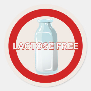 Sticker Rond Lactose Free Food Allergy Alert Classic