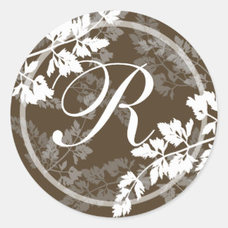 Sticker Rond Lacy Feuilles/ Monogramme