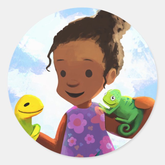 Sticker Rond Ladi, Liz & Cam : 3 Amis Ensemble (Devant)