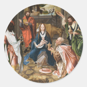 Sticker Rond L'Adoration des Vacances Magi-jésus