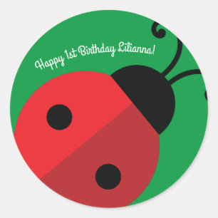 Sticker Rond Lady Bug Cute Kid's Ladybug Birthday Party