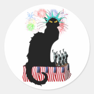 Sticker Rond Lady Liberty - Patriotique Le Conversation Noir