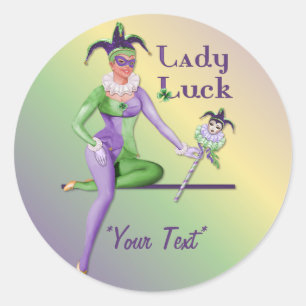 Sticker Rond Lady Luck Harlequin