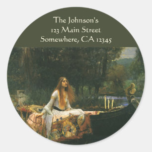Sticker Rond Lady Shalott On Boat par John William Waterhouse