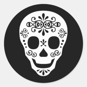 Sticker Rond Lady Sugar Skull par Leslie Peppers