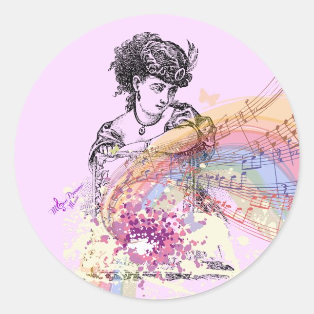 Sticker Rond Lady victorienne JoliStickers ronds roses (Devant)