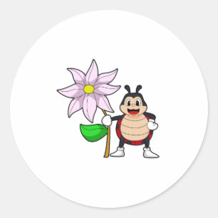 Sticker Rond Ladybug avec Flower.PNG