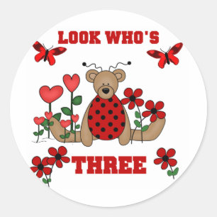 Sticker Rond Ladybug Bear 3e maillots d'anniversaire