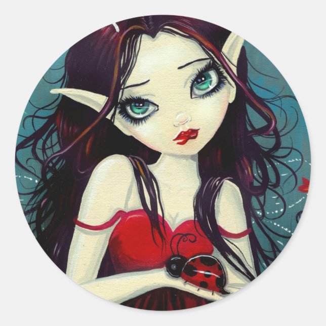 Sticker Rond Ladybug Big Eye Fairy Art (Devant)