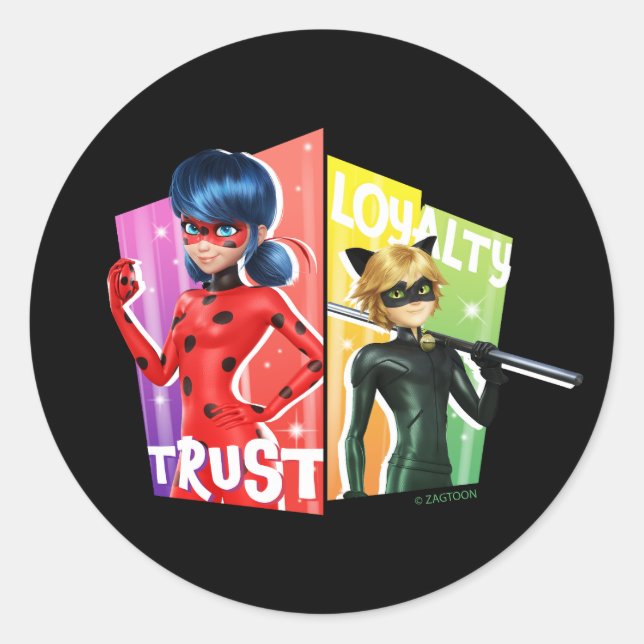 Sticker Rond Ladybug & Cat Noir | Confiance et fidélité (Devant)