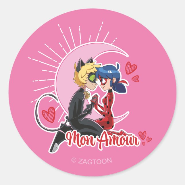 Sticker Rond Ladybug & Cat Noir | Mon Amour (Devant)