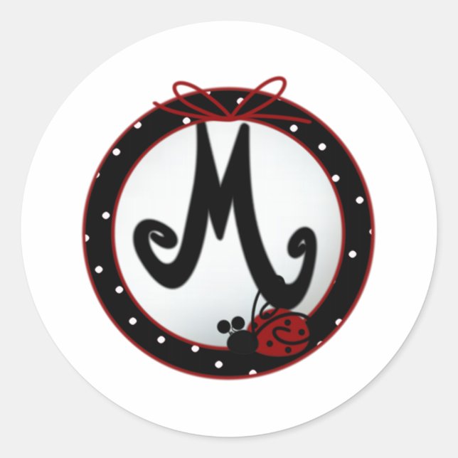 Sticker Rond Ladybug Initial M (Devant)