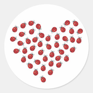 Sticker Rond Ladybug Love Heart