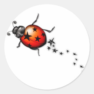 Sticker Rond Ladybug Rockstar