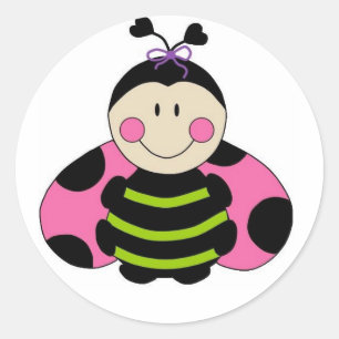Sticker Rond Ladybug rose
