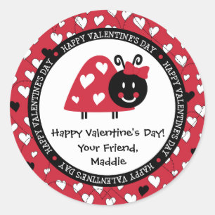 Sticker Rond Ladybug Valentine Day Hearts Party Favoriser