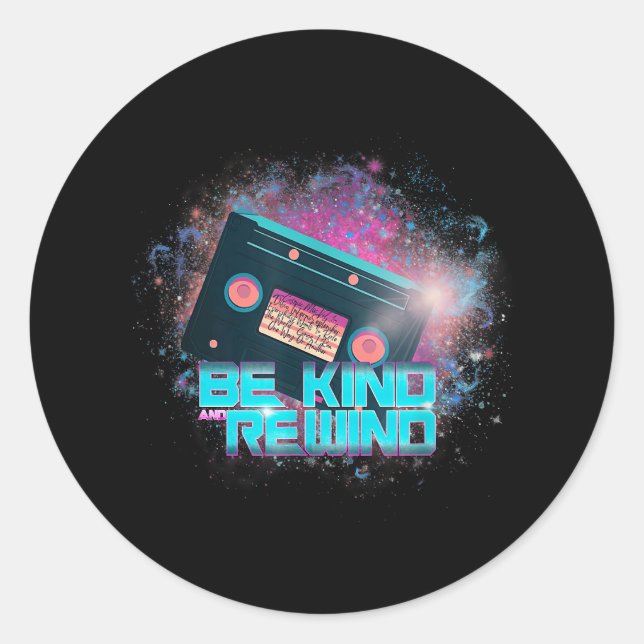 Sticker Rond Ladys Cassette Be Kind - Out of this-World (Devant)
