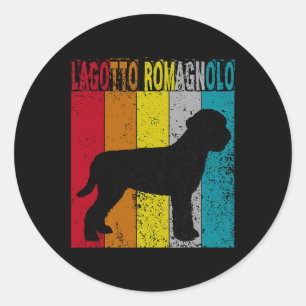 Sticker Rond Lagotto Romagnolo Chien Vintage Style Rétro Hommes
