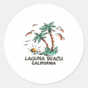 Sticker Rond Laguna Beach - Coucher de soleil coloré Californi