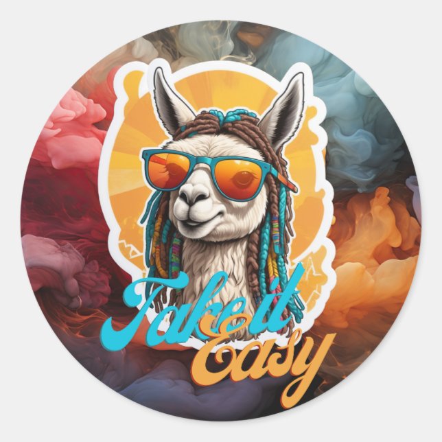 Sticker Rond Laid back Llama (Devant)